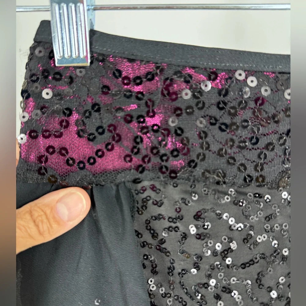 Weissman dance bottoms with attached skirt. Sequins black womens small costume - Picture 5 of 6